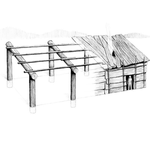 Stó:lo Atlas: Longhouse illustration