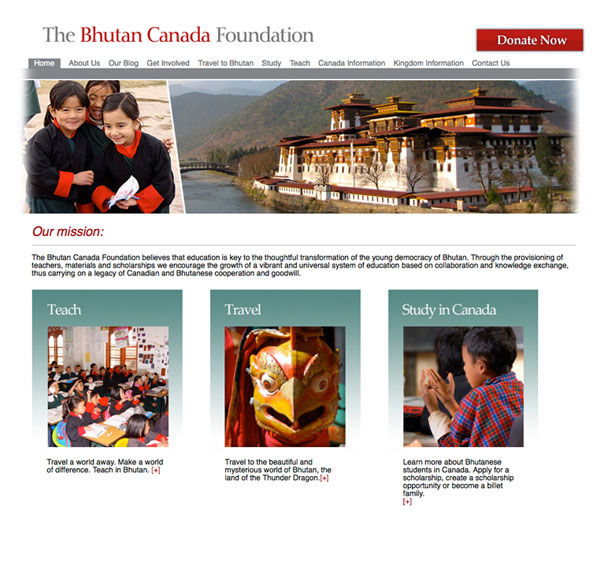 The Bhutan Canada Foundation website